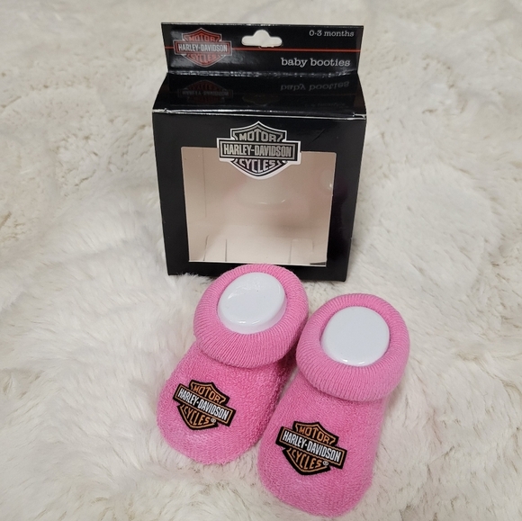 Harley Davidson Hot Pink Boxed Bootie Slippers Baby Infant 0-3 Months Girl Gift - Picture 1 of 6